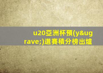 u20亞洲杯預(yù)選賽積分榜出爐