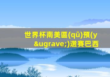 世界杯南美區(qū)預(yù)選賽巴西