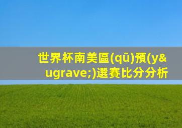 世界杯南美區(qū)預(yù)選賽比分分析