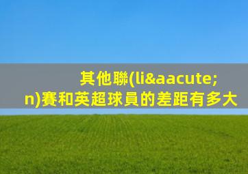 其他聯(lián)賽和英超球員的差距有多大
