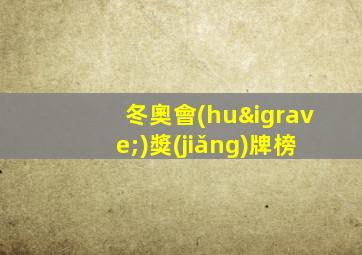 冬奧會(huì)獎(jiǎng)牌榜