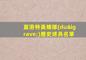 夏洛特黃蜂隊(duì)歷史球員名單