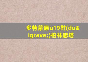 多特蒙德u19對(duì)柏林赫塔