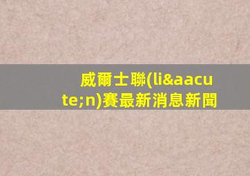 威爾士聯(lián)賽最新消息新聞