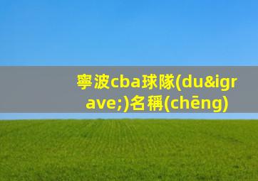 寧波cba球隊(duì)名稱(chēng)