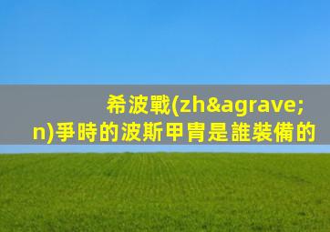 希波戰(zhàn)爭時的波斯甲胄是誰裝備的