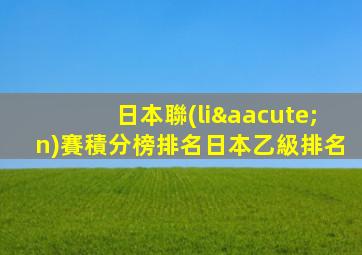 日本聯(lián)賽積分榜排名日本乙級排名