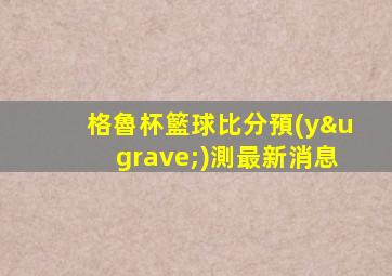 格魯杯籃球比分預(yù)測最新消息