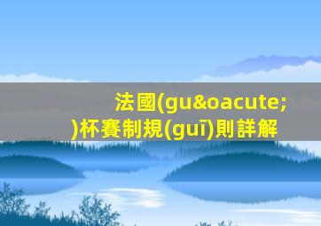 法國(guó)杯賽制規(guī)則詳解