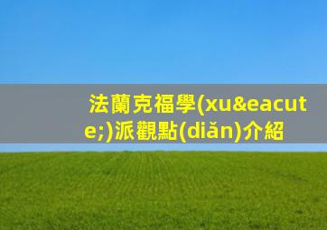 法蘭克福學(xué)派觀點(diǎn)介紹