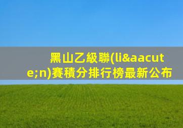 黑山乙級聯(lián)賽積分排行榜最新公布